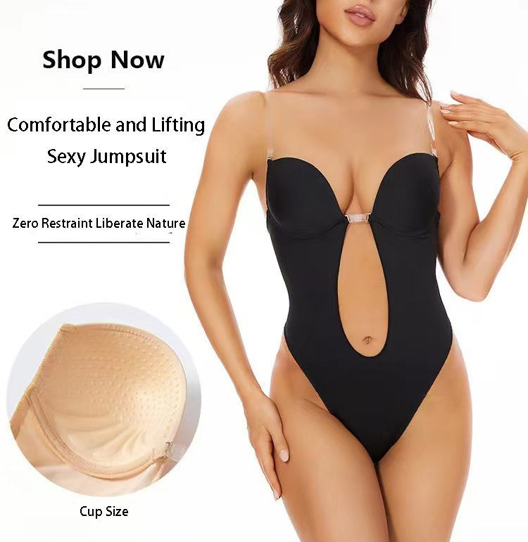Shapewear Bodysuit Firm - Бесшовный корсет-боди с глубоким V-образным вырезом,